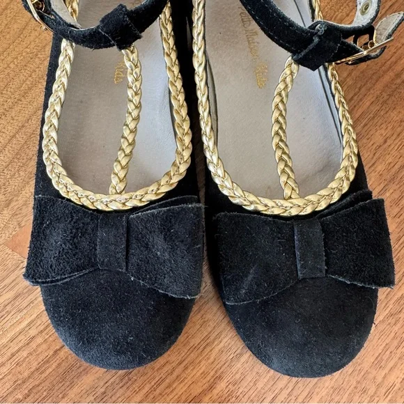 Girl's Empress Noir Suede Bow Mary Jane Dress Flats. Euro Size 30 / US 1… - Picture 4 of 15